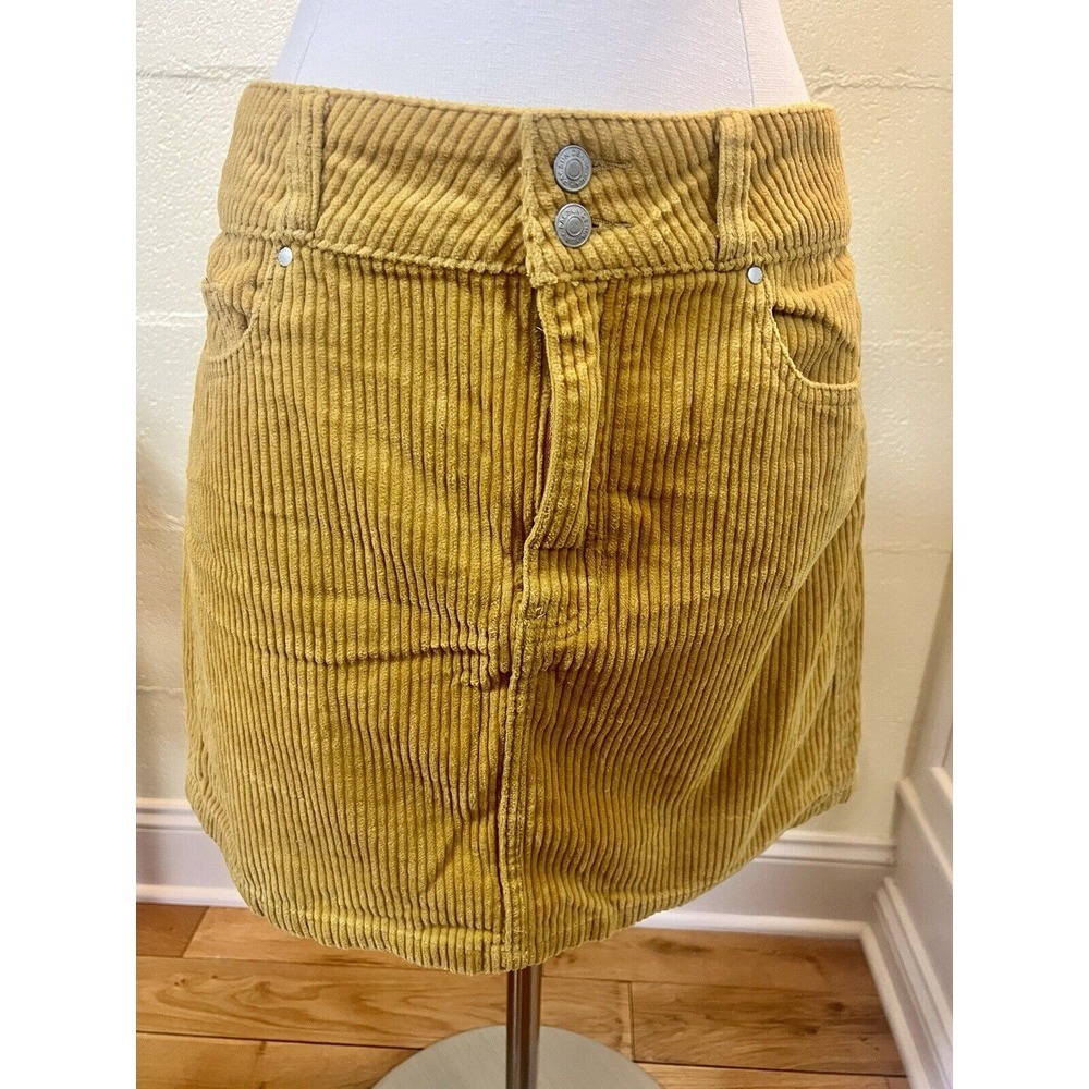 Mustard Yellow Pacsun Corduroy Mid‎ Skirt Size 28 100% Cotton